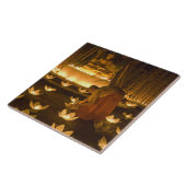 Carreau Les moines allument des bougies et des lanternes d (Côté)