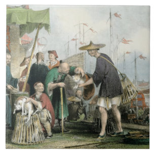 Carreau Les négociants chinois de chat, de 'Chine dans un