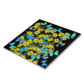 Carreau Les papillons bleus Coneflower de Morpho fleurit (Côté)