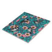 Carreau Les poulets dans la nature rose, rose et bleu (Côté)