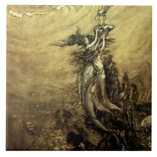 Carreau “Les sirènes du Rhin” par Arthur Rackham (Devant)