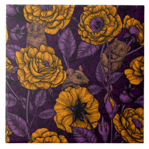 Carreau Les souris font la fête en orange et violet