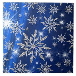Carreau Les stars de Noël bleues avec le cristal de glace 