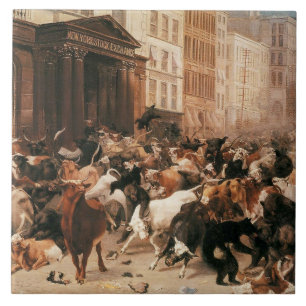 Carreau Les taureaux et les ours sur le marché Stock (Barb