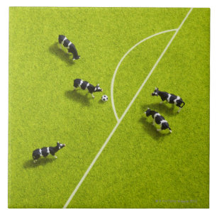 Carreau Les vaches jouant au football