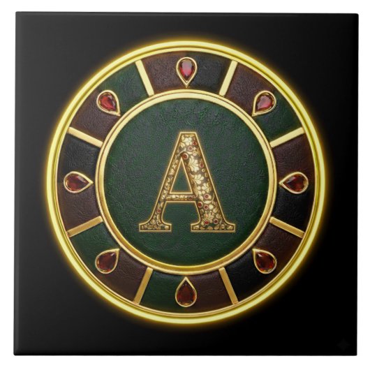 Carreau Lettre A, médaillon monogramme orné (Devant)
