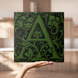 Carreau Lettre A monogrammée Arts and Crafts de William Mo