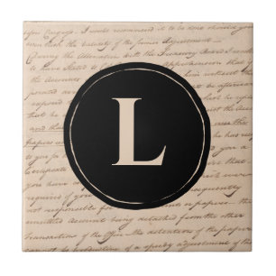 Carreau Lettre antique Monogramme Écrivain de script initi