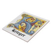 CARREAU LETTRE BLEUE ET ROUGE MOYENNE K ÉCLAIRÉE (Côté)