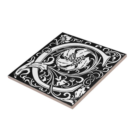 Carreau Lettre C Art nouveau Carrelage noir et blanc (Côté)