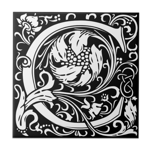 Carreau Lettre C Monogramme médiéval Art Nouveau (Devant)