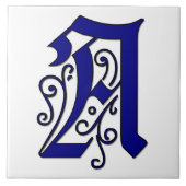 Carreau Lettre Colchester A Blue Monogram Accent Tile (Devant)