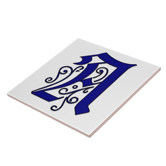 Carreau Lettre Colchester A Blue Monogram Accent Tile (Côté)