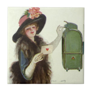 Carreau LETTRE D'AMOUR DE LA FEMME vintage VÉNITIENNES DU 