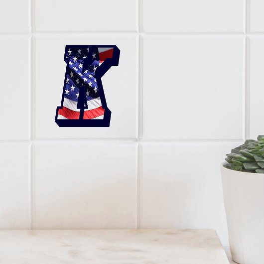 Carreau LETTRE Drapeau AMÉRICAIN "K" GRANDE TAILLE EN Céra