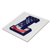 Carreau LETTRE Drapeau AMÉRICAIN "L" GRANDE TAILLE EN Céra (Côté)