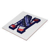 Carreau LETTRE Drapeau AMÉRICAIN "N" GRANDE TAILLE EN Céra (Côté)