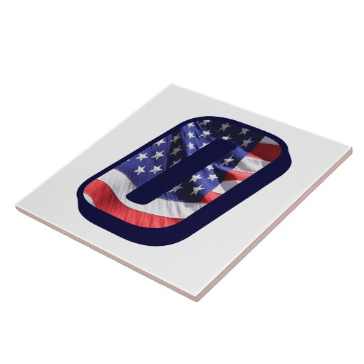 Carreau LETTRE Drapeau Américain "O" GRANDE TAILLE EN Céra (Côté)