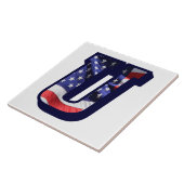 Carreau LETTRE Drapeau AMÉRICAIN "U" GRANDE TAILLE EN céra (Côté)
