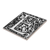 Carreau Lettre E Art nouveau Carrelage noir et blanc (Côté)
