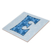 Carreau Lettre E - Monogramme Blue Paisley 6 pouces Carrel (Côté)