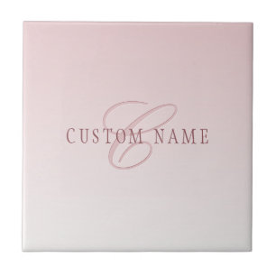 Carreau Lettre élégante & monogramme Rose ombré