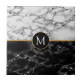 CARREAU LETTRE FAUX MARBRE BLANC NOIR CARACTÈRE (Devant)