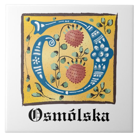 Carreau LETTRE Florale Médiévale ÉCLAIRÉE O MONO (Devant)