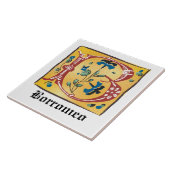 Carreau Lettre Florale médiévale illuminée B Monogramme (Côté)