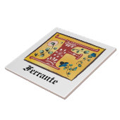 Carreau Lettre Florale médiévale illuminée F Monogramme (Côté)