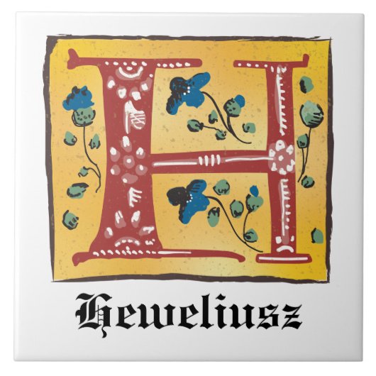 Carreau Lettre Florale médiévale illuminée H Monogramme (Devant)