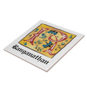 Carreau Lettre Florale médiévale illuminée R Monogramme (Côté)