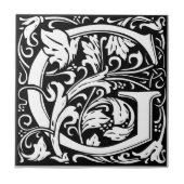 Carreau Lettre G Art nouveau Carrelage noir et blanc (Devant)