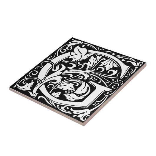 Carreau Lettre G Art nouveau Carrelage noir et blanc (Côté)