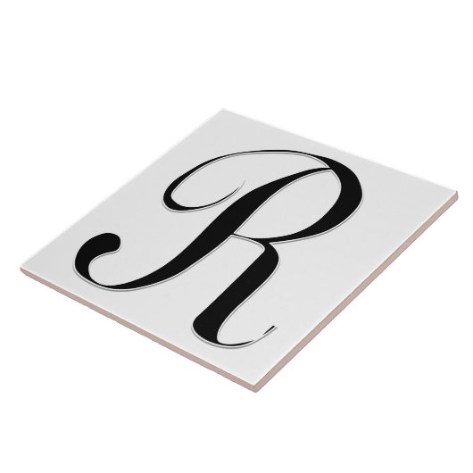 Carreau Lettre Geessele R en tuile Monogramme noire (Côté)