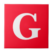 Carreau Lettre initiale Monogramme Rouge Blanc Plaine Simp (Devant)