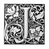 Carreau Lettre J Art nouveau Carrelage noir et blanc (Devant)