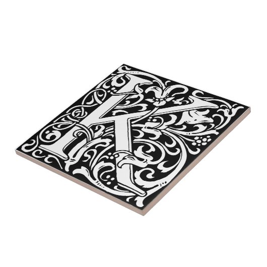 Carreau Lettre K Art nouveau Carrelage noir et blanc (Côté)