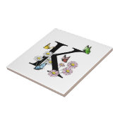 Carreau Lettre K Floral Aquarelle Papillon Monogramme (Côté)