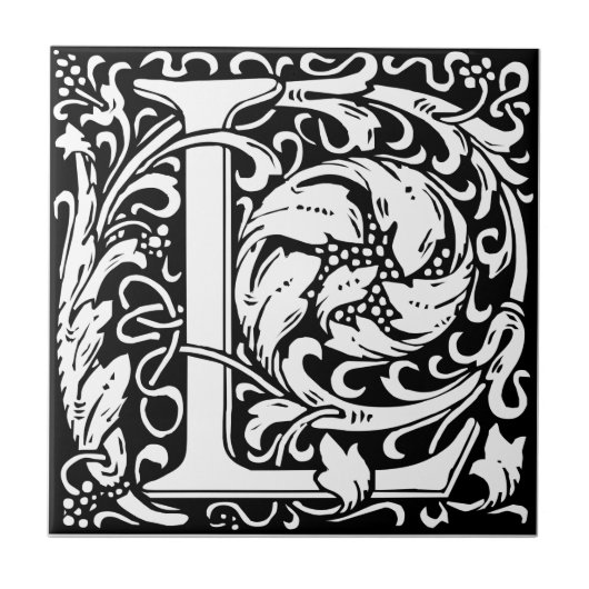 Carreau Lettre L Monogramme médiéval Art Nouveau (Devant)