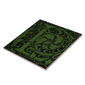 Carreau Lettre monogramme de William Morris Green L (Côté)