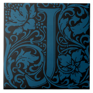 Carreau Lettre monogrammée Art Nouveau J de William Morris
