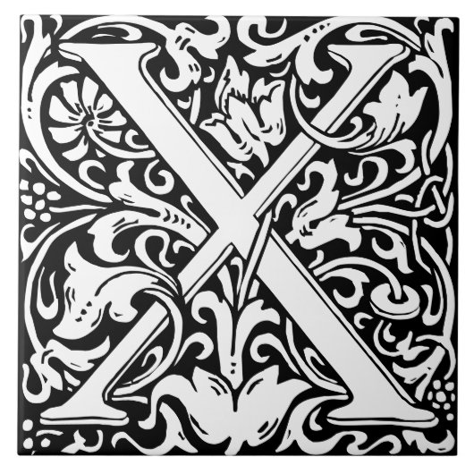Carreau LETTRE MONOGRAPHIQUE Alphabet Floral X Tile (Devant)
