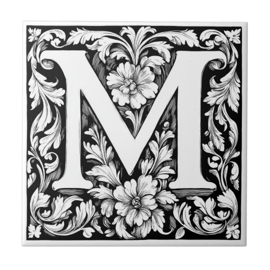 CARREAU LETTRE MOYENNE ÉCLAIRÉE M (Devant)