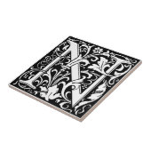 Carreau Lettre N Art nouveau Carrelage noir et blanc (Côté)