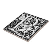 Carreau Lettre P Monogramme médiéval Art Nouveau (Côté)