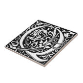 Carreau Lettre Q Art nouveau Carrelage noir et blanc (Côté)