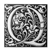 Carreau Lettre Q Monogramme médiéval Art Nouveau (Devant)