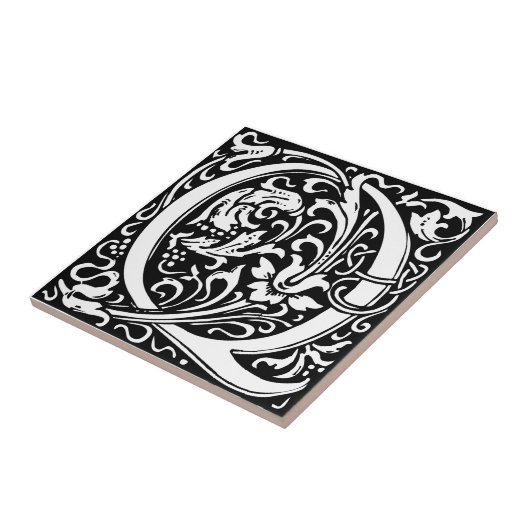 Carreau Lettre Q Monogramme médiéval Art Nouveau (Côté)