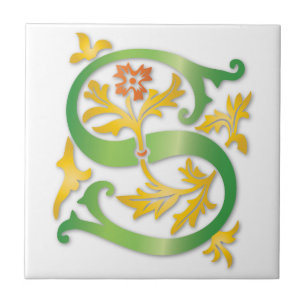 Carreau Lettre S Monogram Fleur de lis